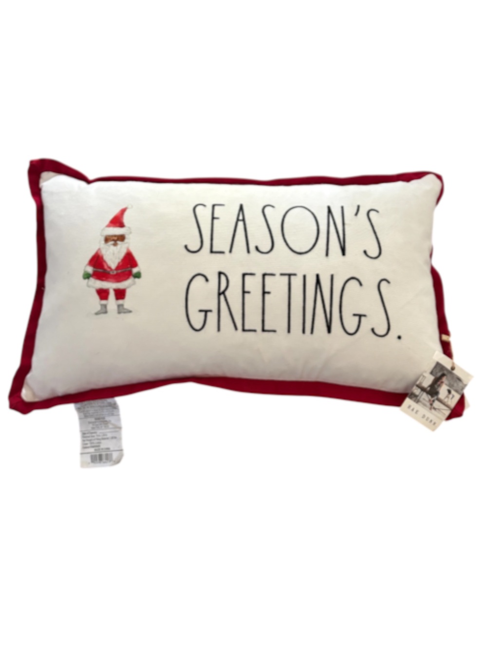 CHRISTMAS➕NWT Rae Dunn Seasons Greetings Santa Pillow
